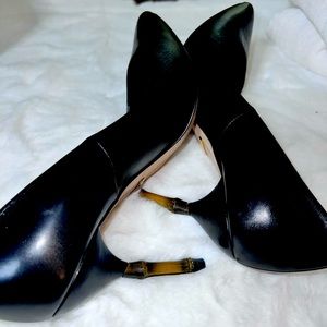 Black Gucci Pumps with Bamboo heel